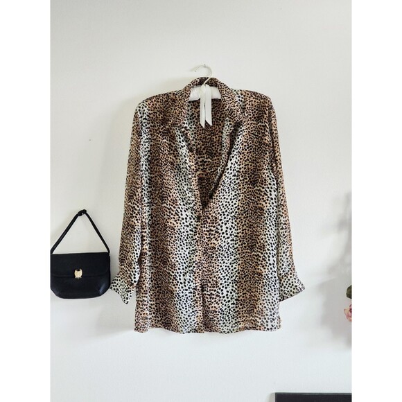 annie Alexander Tops - annie alexander Vintage 90s Button Up Shirt Woman's L Cheetah Leopard Animal
